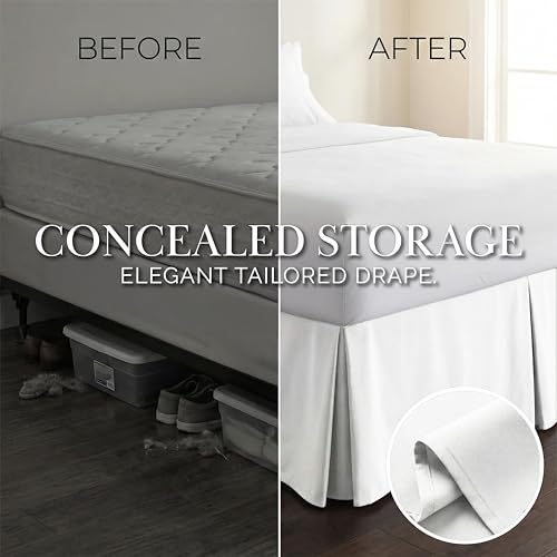 Southshore Fine Living, Inc. Queen Bed Skirt 14 Inch Drop, Pleated Dust Ruffle for Bed Skirting Queen Size - Platform Cover, Split Corners, Wrinkle Resistant, Soft Easy Care Microfiber - Bright White by Southshore Fine Living, Inc. - Image 2