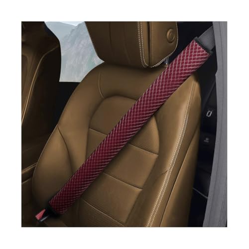 BESULEN Extra Long Car Seat Belt Cover, 2PCS Soft Vehicle Seatbelt Shoulder Strap Cushion Pad, Comfortable Auto Interior Neck Harness Protector Accessories, Universal for SUV RV Truck (Wine Red)