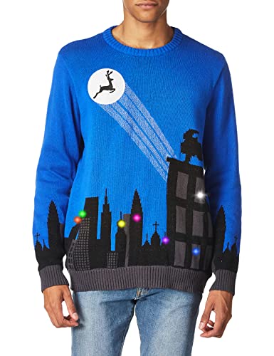 Blizzard Bay Mens Men's Ugly Christmas Light Up Sweater, Navy, Small US