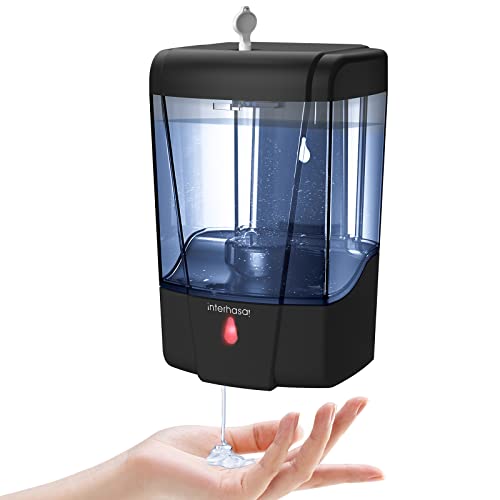 Image of interhasa! Soap Dispenser, Touchless Hand Sanitizer Dispenser Wall Mount Automatic Kitchen Soap Dispenser for Commercial Home, Office, 600ml /20oz Black