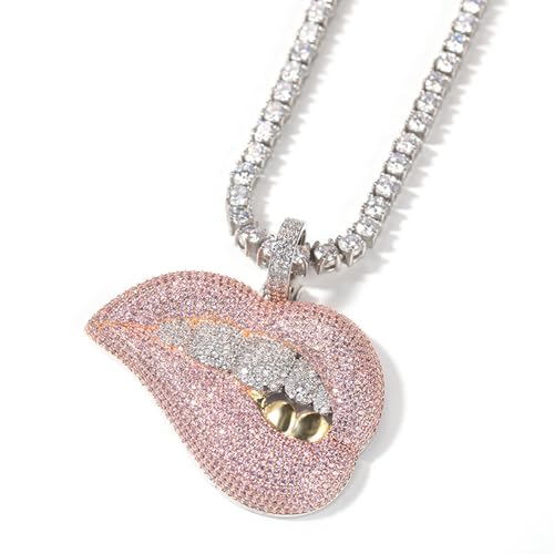 Pendentif lèvre CZ brillant avec sertissage griffe durable pour rappeur