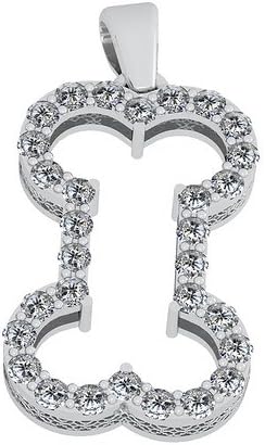 Bark Avenue Jewelers-Diamond Bone Pendant with Accent Gallery 14 Katay White Gold- Large 1.50 cttw