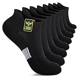 FALARY Sneaker Socken Herren 43-46 Damen Sportsocken Laufsocken Sneakersocken Kurze Socken Running Atmungsaktives Baumwollsocken Activewear Knöchelsocken Halbsocken 8 Paar Schwarz