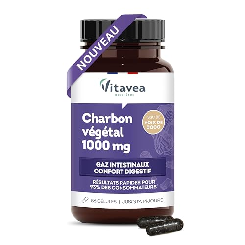 Vitavea bien-être – Charbon Végétal 1000 mg – Complément Alimentaire Confort Digestif – Ballonnements, Gaz Intestinaux, Bien-être Digestif – 40...