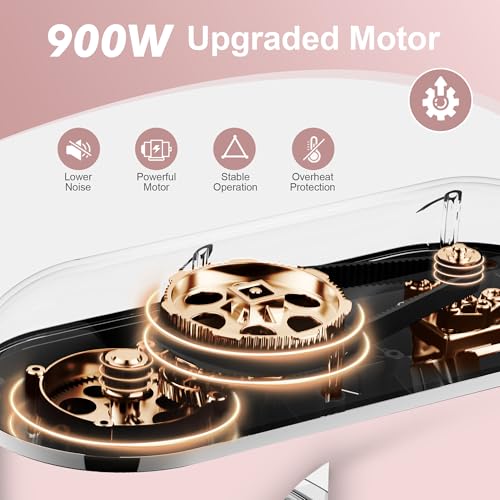 Image of Kitchen in the box 7QT 900W 10-Speed Stand Mixer, Tilt-Head Kitchen Electric Mixer with Dough Hook, Whisk & Flat Beater(Rose pink)