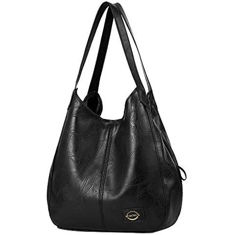 I IHAYNER Soft Vegan Leather Bags Large Capacity Handbag Multiple Pocket Tote Work Bag Shoulder Bags for Women -Black Cover