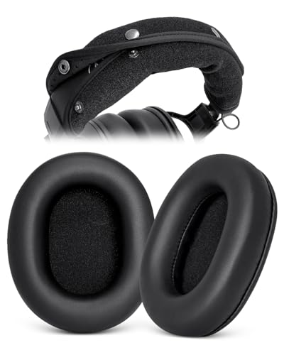 Almohadillas de repuesto GEVO y funda protectora para diadema compatibles con audífonos Audio Technica ATH M50, M50X, M50XBT, M40X, M30X, M20X, MSR7, SX1 (Negro)