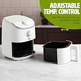 Tasty Personal Air Fryer, Healthier Meals in Minutes, Adjustable Temp Control up to 400°F, Easy-to-Use Design, Nonstick Basket and Tray Made without PFAS, PFOA, PFOS & PTFE, 900 Watts, 2-Quart, White
