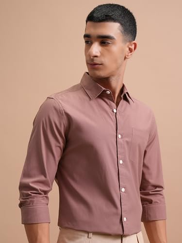 Image of Highlander Men's Slim Fit Shirts | Solid | Long Sleeves | Spread Collar | Casual Shirts | Men Shirts Dusty Rose