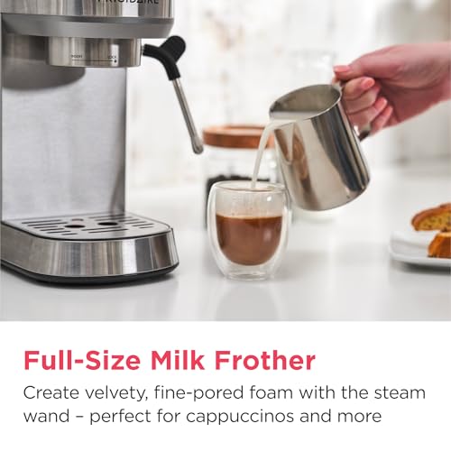 Frigidaire Steam Espresso Maker, Coffee Machine with Milk Frother & Cup Warmer, 20 Bar Pressure, 34 oz Removable Water Tank, Single or Double Shot, Stainless Steel - image 8
