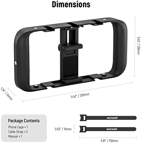 NEEWER Smartphone Video Rig, Phone Video Stabilizer Grip Vlogging Cage with Cold Shoe Tripod Mount, Phone Rig for Videomaker Film Maker Video grapher Compatible with iPhone Samsung and More, A104