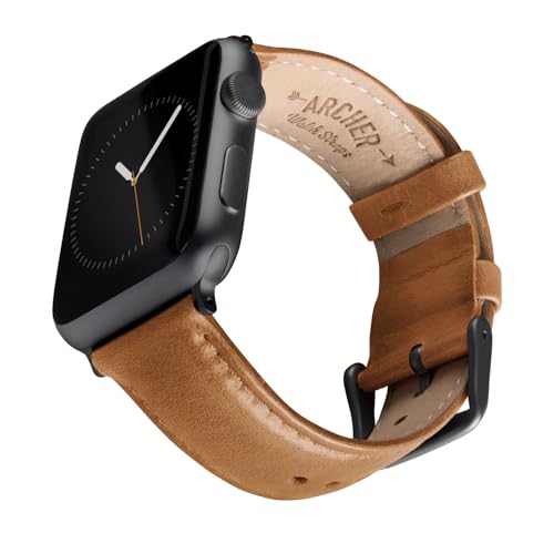 Bracelet de montre en cuir de grain supérieur Archer luxe pour Apple Watch
