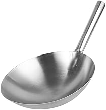 FUOYLOO Aço Inoxidável Wok Acessórios Japoneses Frigideira Antiaderente De Indução Wok Chinês Wok Resistente Utensílios De Cozinha Para Todos Os Dias Wok Wok Chinês Fogão A Gás Wok Wok