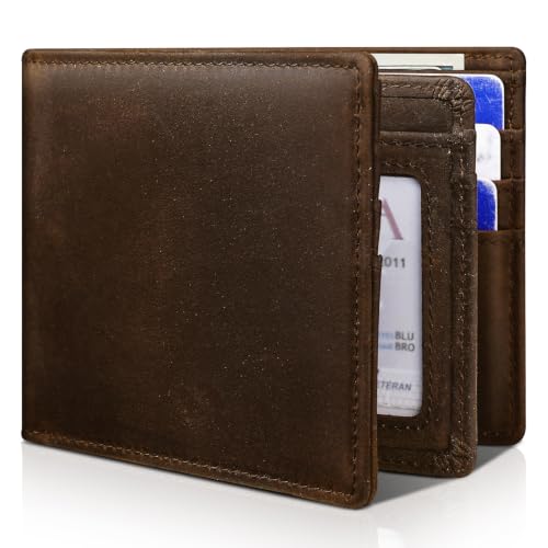 Image of Artpaxy Mens Wallet Bifold Genuine Leather RFID Blocking Wallet for Men with 1 ID Window 13 Card Holders 2 cash pockets 1 Gift Box