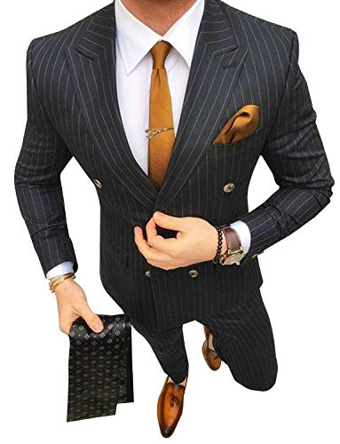 Costume deux pièces homme rayé ensemble veste classique revers pointe et pantalon habillé