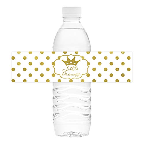 Princess Water Bottle Labels, Gold Princess Party Water Bottle Labels, Princess Birthday Water Bottle Labels, Set of 15 Labels by Chicfetti