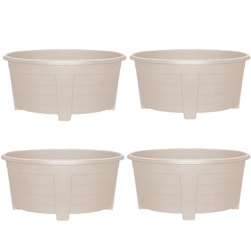 SIDSONS 55cm Large Plastic Oval Plant Pot - Garden Flower Planter Pots Garden Window Herb Box, (Pack Of 4) Indoor & Outdoor Flower Pots/Plant Pot, DIY Drainage Holes, 55cm diameter (4, Taupe)
