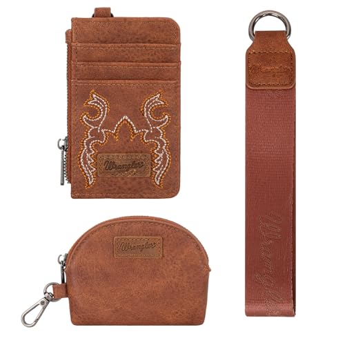 Image of Wrangler Keychain Wristlet Wallets for Women Western Dual Pouch Wristlet Credit Card Holder Wallet
