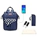 Multifunción pañal bolsa de pañales cambiador de viaje, gran capacidad mochila bolsa reutilizable, ligero elegante Durable Mochila con bolsillo botella aislante para mamá y papá (Blue Large USB)