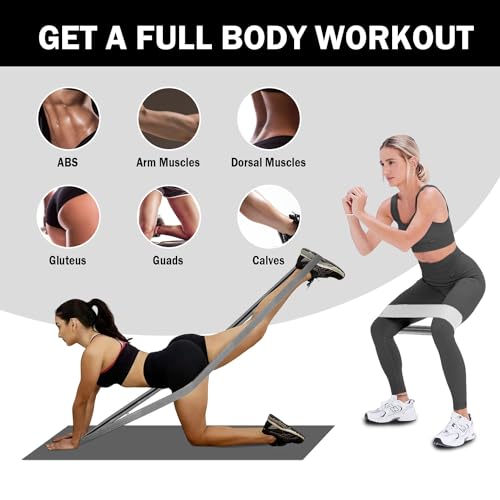 Image of KANGFITER 6 PCS Long and Short Fabric Resistance Bands for Working Out, Non-Slip 3 Fabric Body Bands and 3 Pull Up Assistance Bands, Loop Exercise Elastic Bands for for Leg, Glutes, Hip Workout