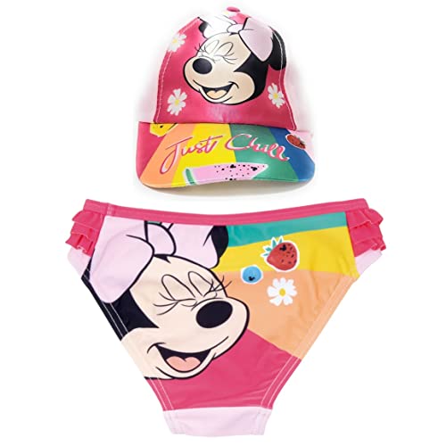 Bañador Minnie Mouse Culetín para Playa o Piscina + Gorra Disney para Niñas | Pack de Bañador Culetín y Gorra Minnie Mouse Disney | Culetín Minnie Mouse y Gorra Ajustable (6 años, Rosa)