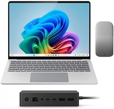 Microsoft Surface Laptop Copilot+ PC 13.8" Touchscreen Snapdragon X Elite 16GB RAM 1TB SSD 7th Edition, Arc Mouse, and Surface Dock 2