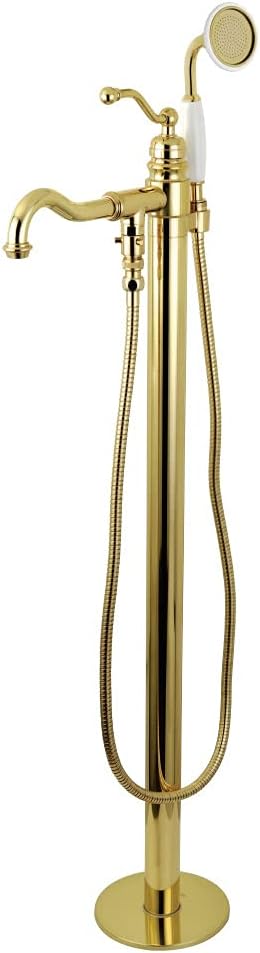 Kingston Brass KS7136ABL English Country Freestanding Tub Faucet with Hand Shower, Polished Nickel