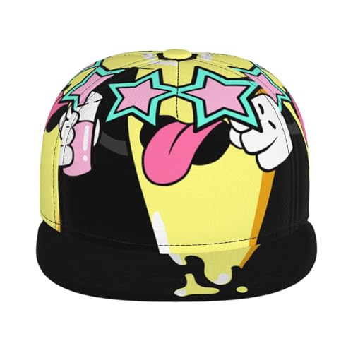 Weird Ice Cream Fashion Flat Brim Baseball Cap â€“ Stylish Unisex Cap with All-Over Print Design â€“ Breathable Lightweight Hat for Daily Wear, Outdoor Activities, and Travel2