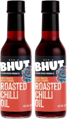 Image of S P R I G Premium Finishing Roasted Chilli Oil - Crafted with real Bydagi Chilies, No Artificial Colours, Flavor, Additives or Preservatives, Vegan, Kosher, Gluten-free, Liquid Seasoning - 125 g