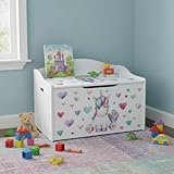 Leomark XL Groß Holz Kindertruhenbank Kinderbank Truhenbank Behälter für Spielzeug, Sitzbank mit Stauraum für Spielsachen Thema: Einhorn - 3