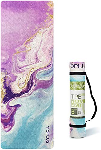 Yoga Mat,1/4 Inch Thickness Non-Slip Exercise Fitness Mat Pattern Workout Mat with Carrying Straps for Yoga, Pilates & Exercises, Floor Workout