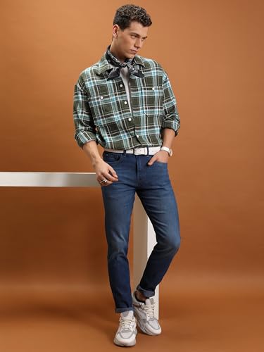 Image of Highlander Men's Straight Fit Jeans | Mid Rise | Stretchable | Sleek & Contemporary | Designed for Comfort & Ease of Movement| Jeans for Man