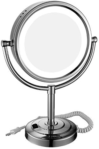 GURUN Tabletop LED Lighted Makeup Mirror with 7x Magnification,8.5-Inch,Double-Sided, Chrome Finish M2208D(8.5in,7x)