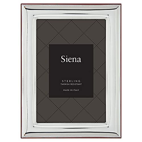 Siena Marco De Fotos Clásico Liso De Plata De Ley De 4 X 6 Pulgadas, Marco De Fotos De Calidad Boutique Pulido Ligero, Colección