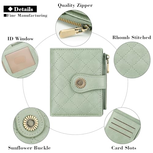 Image of FALAN MULE Small Wallet for Women Bifold RFID Blocking Leather Card Holder with Zipper Coin Pocket
