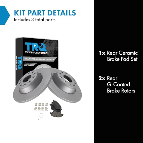 Image of TRQ Rear Brake Pad and Rotor Set Ceramic Coated Rotors 286mm Compatible with 2011-2013 Audi A3