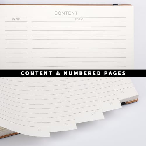 RETTACY-Lined-Journal-Notebook-2-Pack-204-Numbered-Pages-per-Pack-B5-Medium-76--10-Leather-Softcover-100-GSM-Thick-Paper-for-Writing-Work-School-Black-Brown