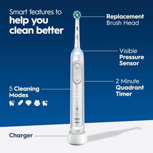 Image of Oral-B Genius X Limited Rechargeable Electric Toothbrush with 1 Replacement Brush Head, Travel Case, White