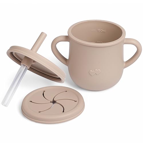 Vaso de Snack de Silicona para Bebés | Antiderrames y Libre de BPA | Diseño Ergonómico con Asas | Ideal para Aperitivos Infantiles | Fácil de Limpiar y Apto para Lavavajillas
