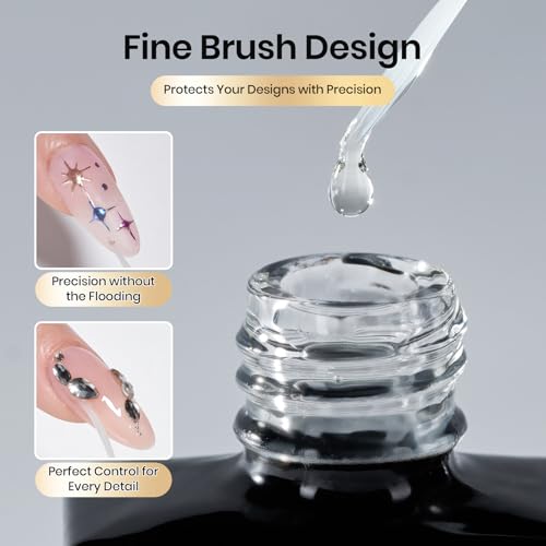 Image of Beetles Liner Gel Top Coat - Decoration Sealing Nail Gel with Fine Brush for Detailed Designs, Strong Adhesion for Mirror Chrome Powder, Rhinestones & Gap Filling UV Light Cure