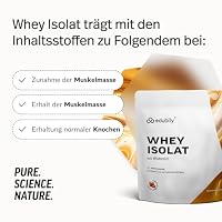 edubily® Whey Protein Isolat - Laktosefrei - Sehr gut lösliches Eiweißpulver ohne Kohlenhydrate & Zucker - Aus irischer Weidehaltung (750 g, Salted Caramel mit Stevia) – Ansicht 2