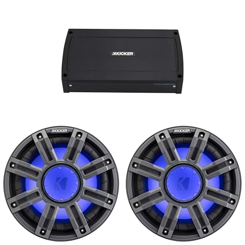 Kicker (2) 51MWE104 - MWE 10-Inch Premium Marine Subwoofer (Enclosure) 4-ohm & 48KXMA9005 Marine Amp Bundle
