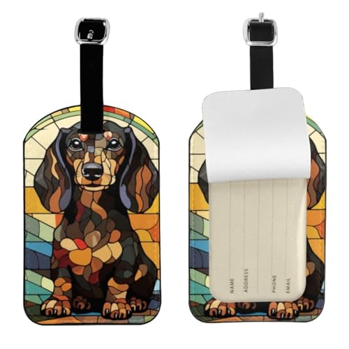 Dachshund Luggage Tags for Suitcases,Travel Leather Luggage/Bag Name Tag Gift for Women,Men,Kids,Dog Lover, Cute Suitcase Tags Luggage Identifiers,Funny Baggage Tags for Travel (Dachshund)