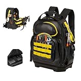 Tool Bag Backpack, Electrician Tool Backpack Heavy Duty with Laptop Compartment，Hvac Tool Back Pack w/Waterproof Molded Hard Bottom, Work Hvac Tool Backpack for Men Women Mechanic Construction