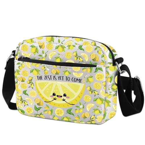WCGXKO Citrus Fruit Gift Lemon Theme gift Lemon Lover Gift The Zest Is Yet To Come Crossbody Zipper Bag (TO COME HB)
