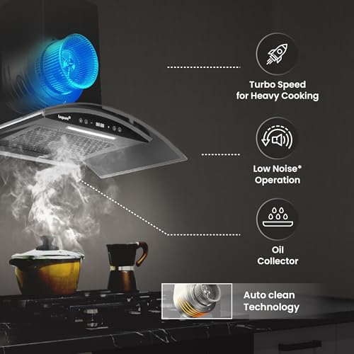 Image of Livpure Eterna 75 cm | Wall Mounted | 1400 m /hr Suction | BLDC Motor | Filterless | Touch & Gesture Control | Low Noise | 10 Years Motor + 2 Years Comprehensive Warranty | Black