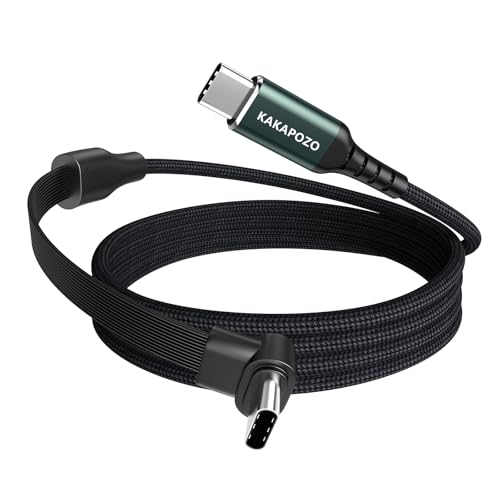 6.6ft USB C to USB C Cable, 60W Flat & Nylon Braided 90 Degree Right Angle USB C Fast Charging,