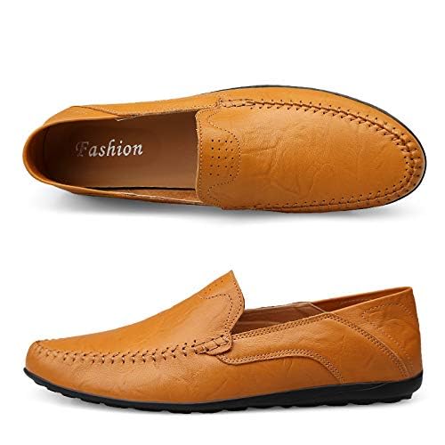 Image of Men's Loafers Genuine Leather Flat Breathable Casual Shoes Handmade Slip On Driving Shoes Fashion Business Shoes