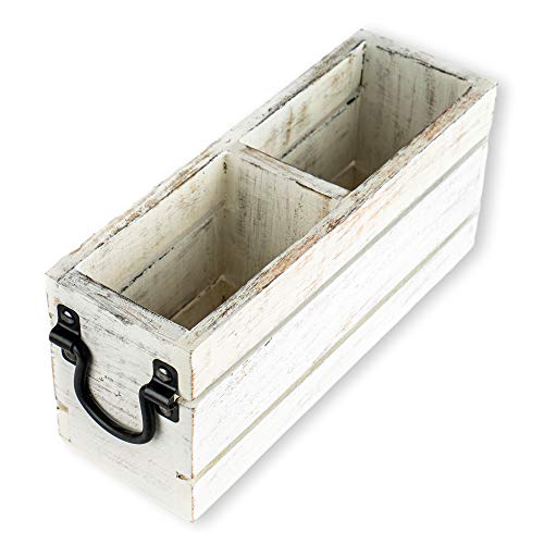 GoCraft Flatware Caddy with Metal Handles, White