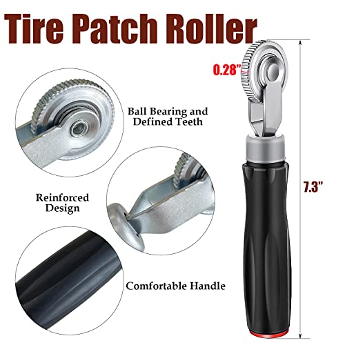 Image of Sutekus Tire Patches Tool Kit Tire Patch Roller and Tire Buffer Wheel Tire Repair Grinding Head Tungsten Steel Buffing Wheel for Air Tire Grinding Polishing Accessories Kit (2Pcs Tools)
